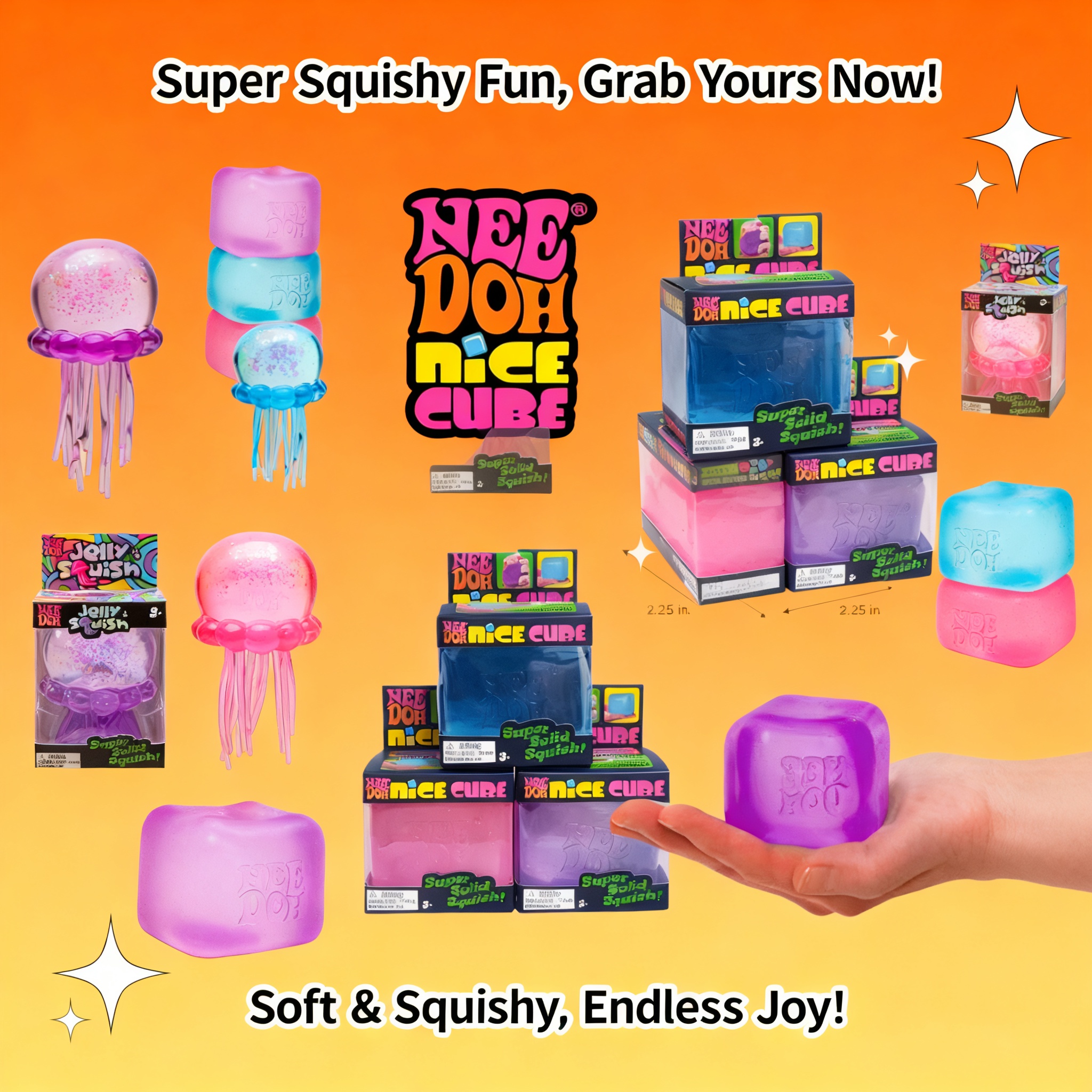 Fidget Cube Original - Trending Jellyfish Cube Squish Toy Soft