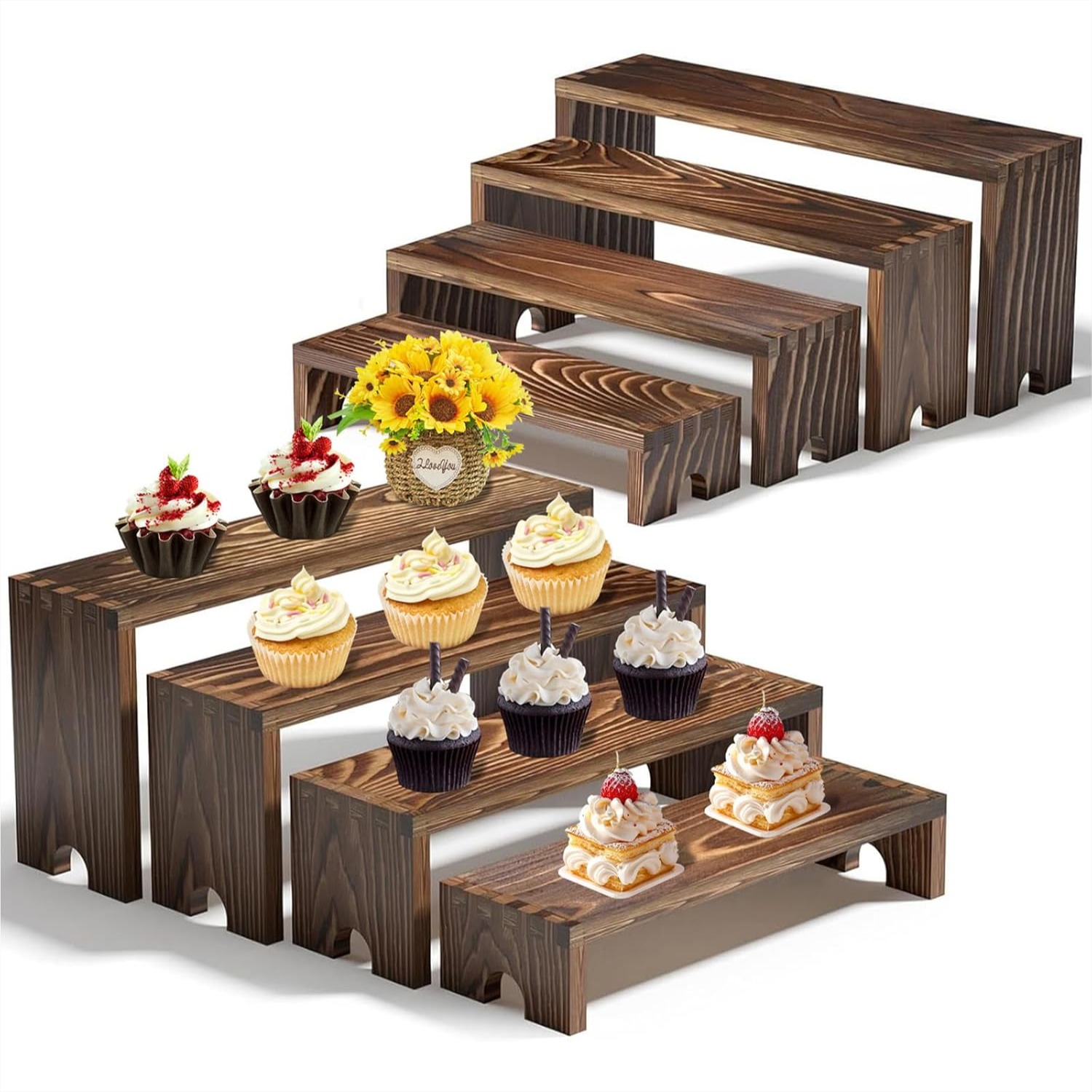2 Tier Wooden Cupcake Stand Se - Display Risers Set recensione e prezzo
